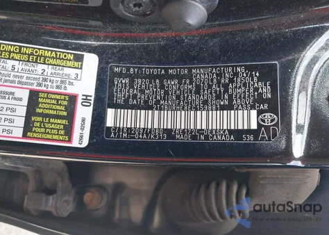 2014 Toyota Corolla S Plus из США, поврежденный, VIN 2T1BURHE8EC159881